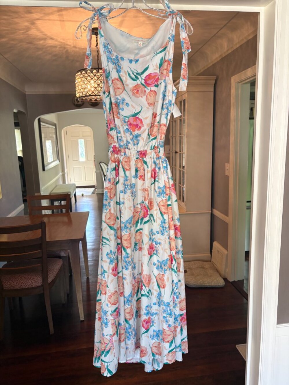 NWT Flying Tomato Floral Tie Strap Midi Fit & Flare Dress. Size M - Picture 5 of 14
